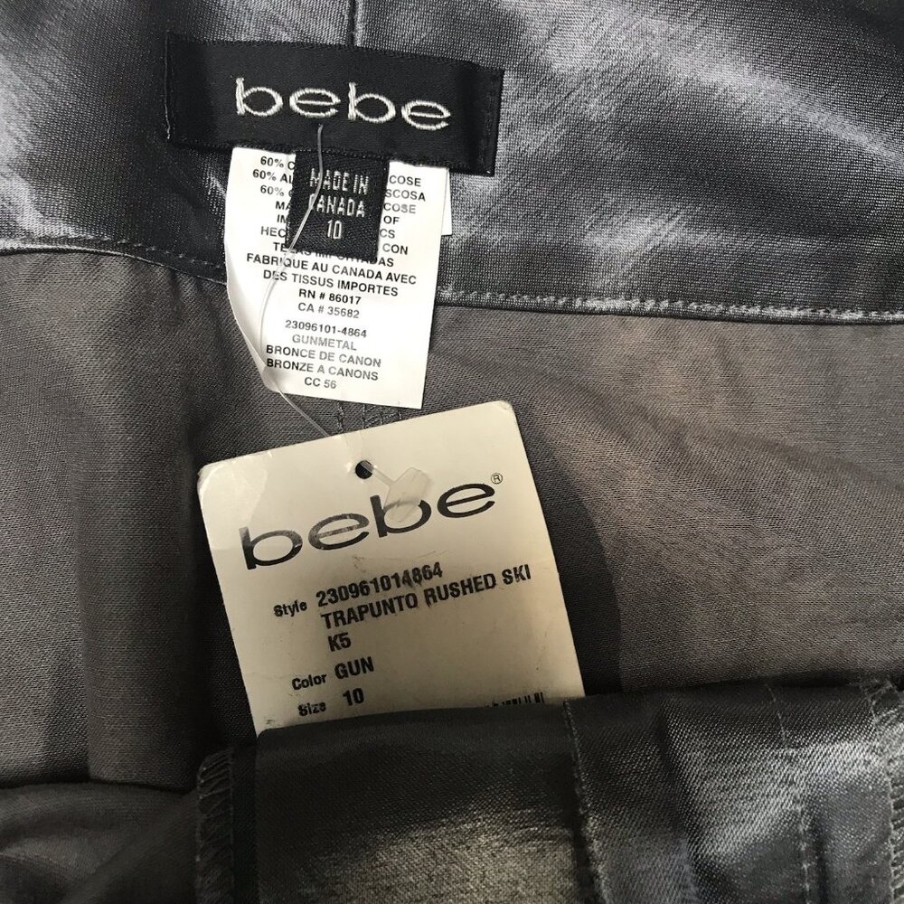 Vintage Y2K Bebe Skirt Womens 10 Metallic Ruched Rave Club Disco McBling Party - Picture 6 of 16